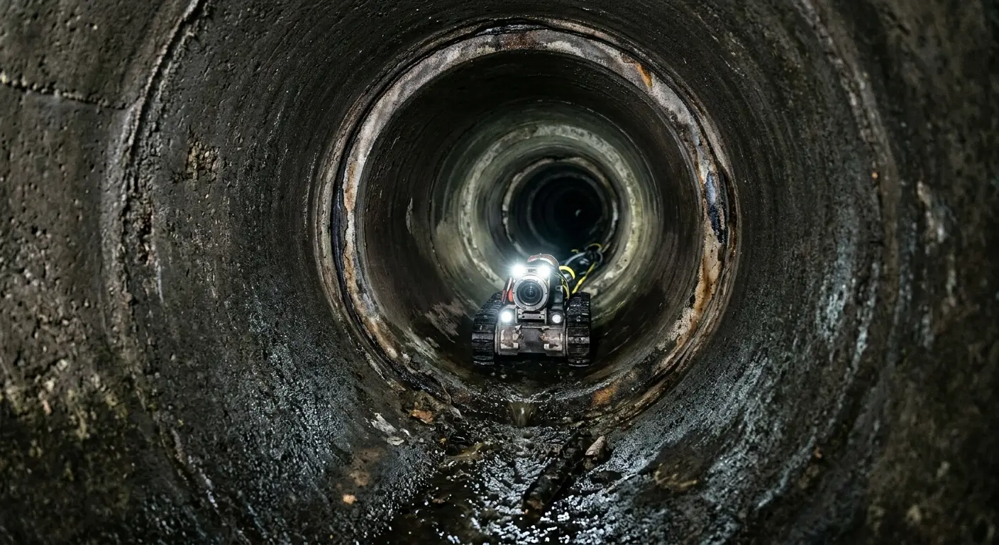 Robotic sewer camera inspecting pipe interior for Sewer Line Cleaning in Cincinnati